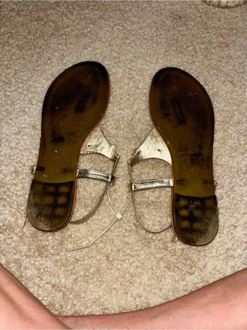 Olivia Miller Girls Gold Pearl & Crystal T-Strap Sandals